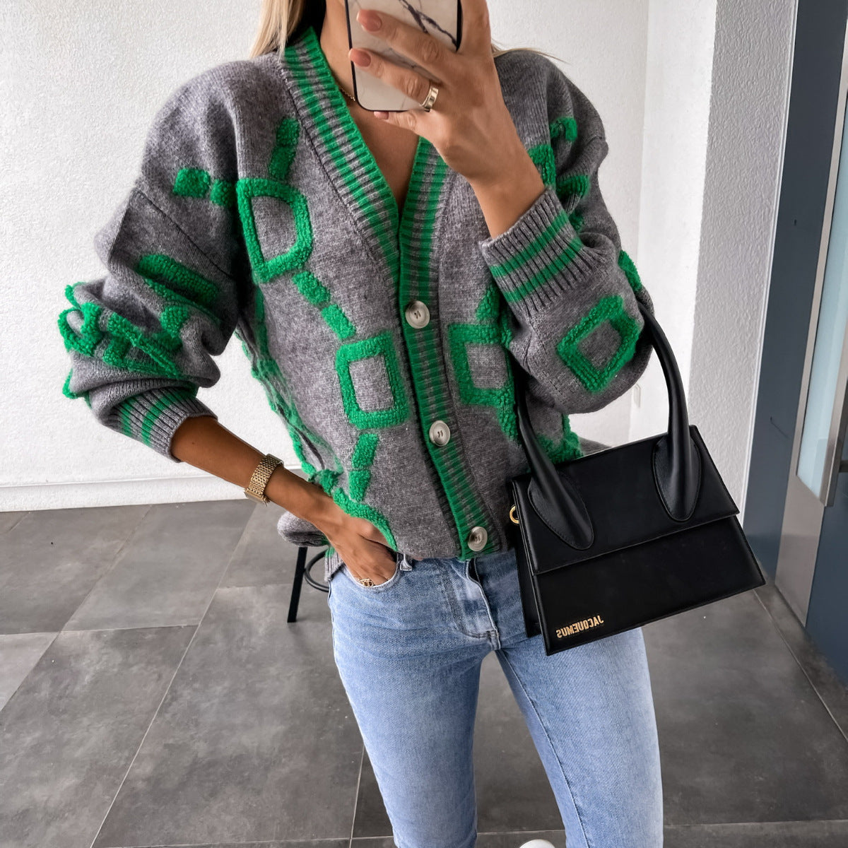 Strickcardigan mit V-Ausschnitt