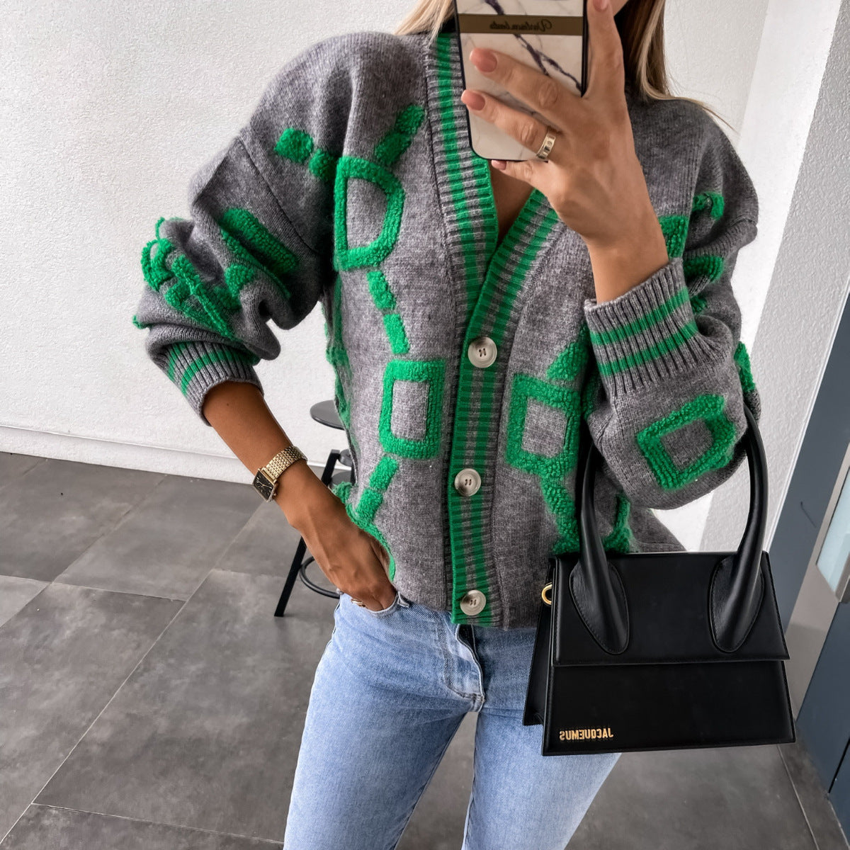 Strickcardigan mit V-Ausschnitt