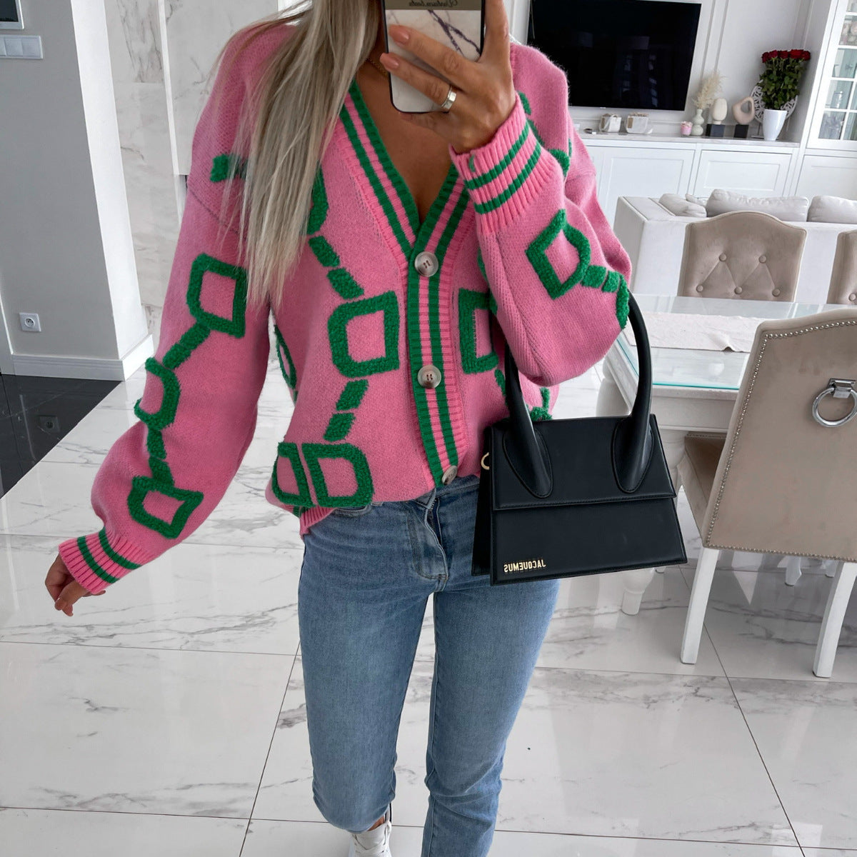 Strickcardigan mit V-Ausschnitt