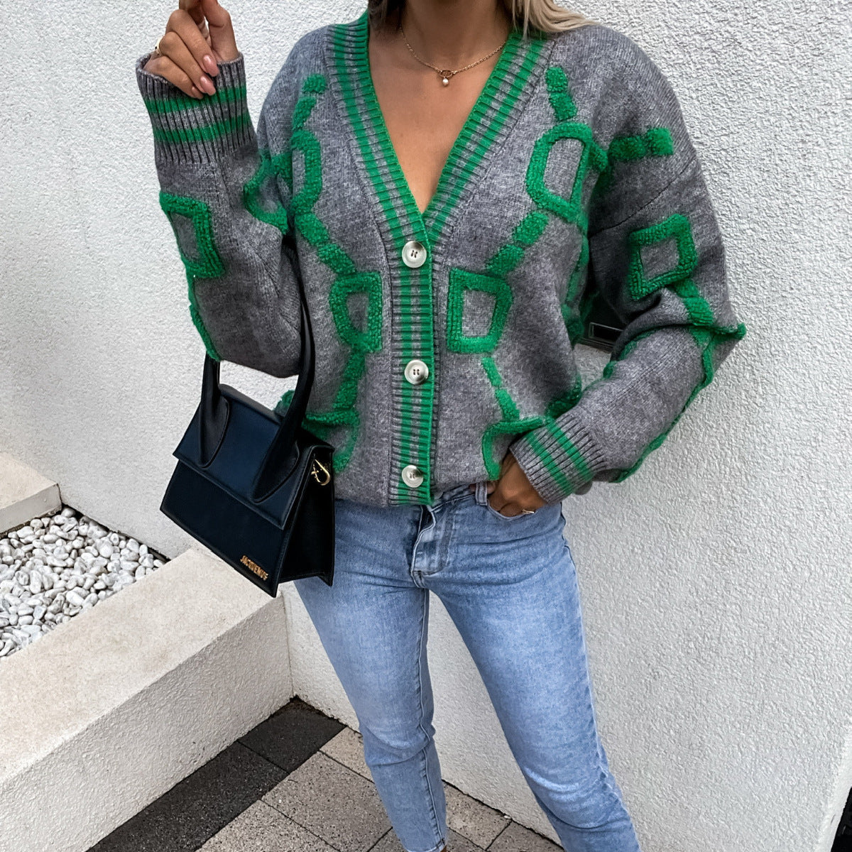 Strickcardigan mit V-Ausschnitt
