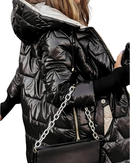 Eleganter Premium-Wintermantel mit Kapuze und Wattierung