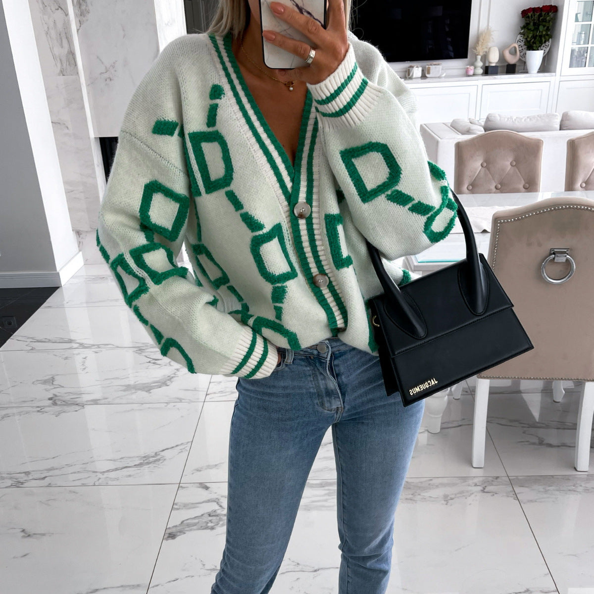 Strickcardigan mit V-Ausschnitt